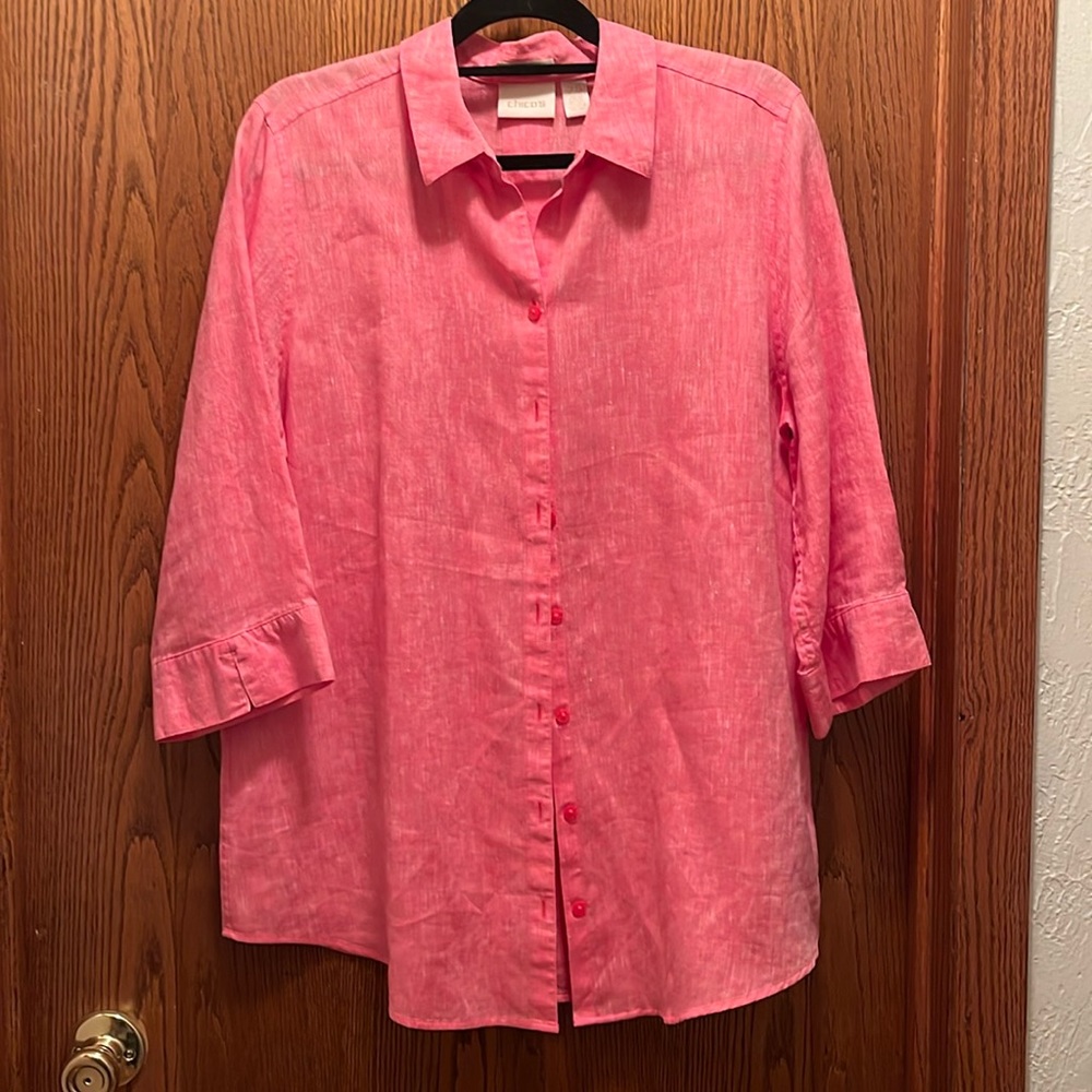 Lovely Pink Chico’s Linen Shirt